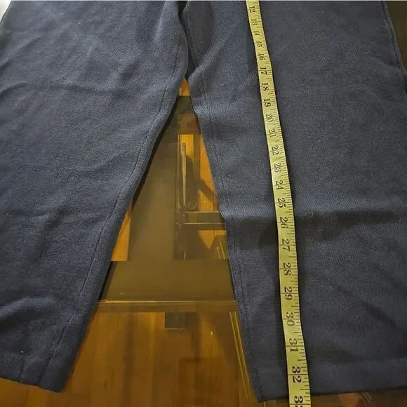 St John Collection Knit Cropped Wide Leg Pants Blue 14